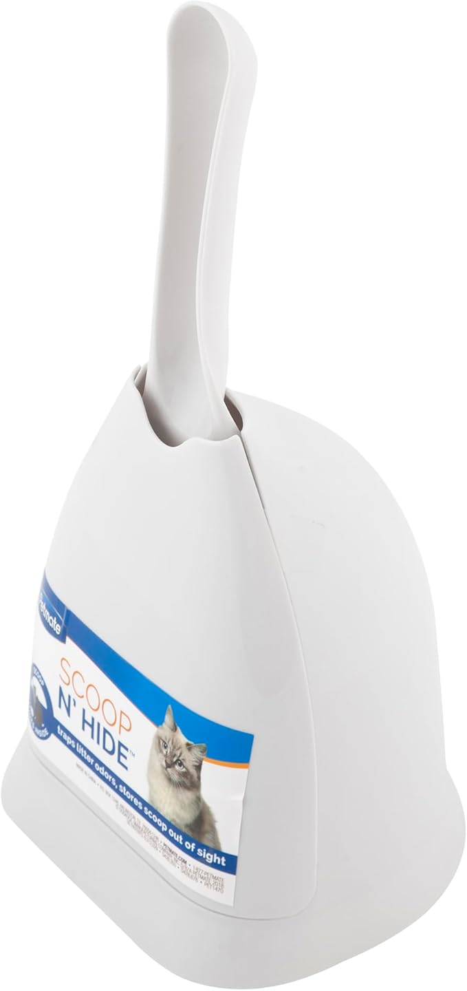 Petmate Scoop N' Hide Cat Litter Scoop, White | with Discreet Litter Scoops Holder by Petmate