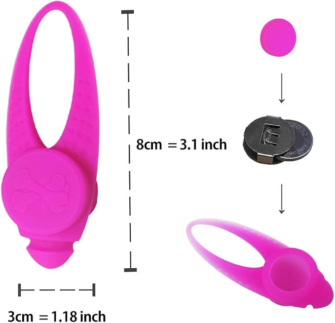 LaRoo Dog Lights for Night Walking, LED Dog Collar Lights for Nighttime, Clip On Light up Dogs Collar Walking Light (Pink) - Image 9