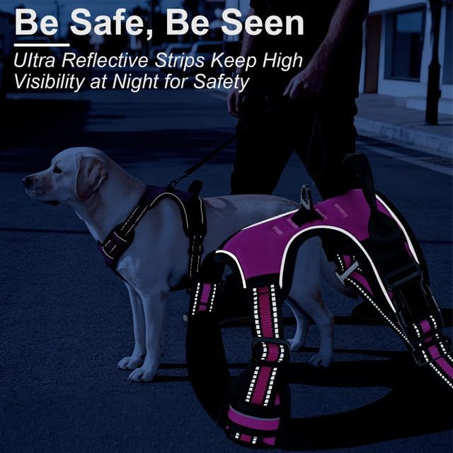No Pull Dog Harness, Adjustable Reflective Front Clip Pet Vest with Easy Control Handle for Medium Large Dogs (Green,XL) - Image 6