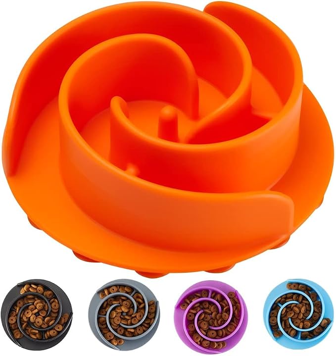 Slow Feeder Dog Bowls Insert, Animire Soft Silicone Slow Eating Dog Food Bowl for Small, Medium and Large Dogs, Compatible with Regular and Elevated Bowls by Animire