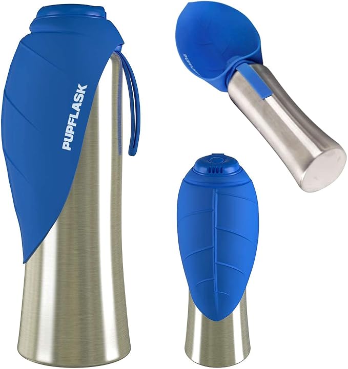 PupFlask Large Dog Water Bottle, Portable Stainless Steel Travel Bowl | 27 or 40 oz Leak-Proof Drink Dispenser with Built-In Cup and Carry Strap for Walking, Hiking and Travel; For All Dog Breeds - Image 8