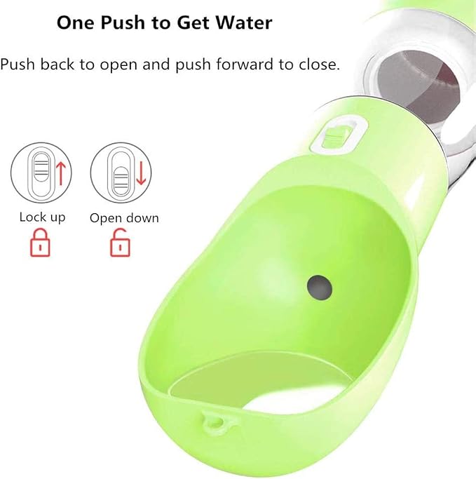 Portable Dog Water Bottle with Food Container Dishwasher Safe-Green | 3 IN1 Drinking Bottle for Pet Puppy Outdoor Walking Hiking Travel | Leak Proof Dog Water dispenser with Bowl BPA Free - Image 5