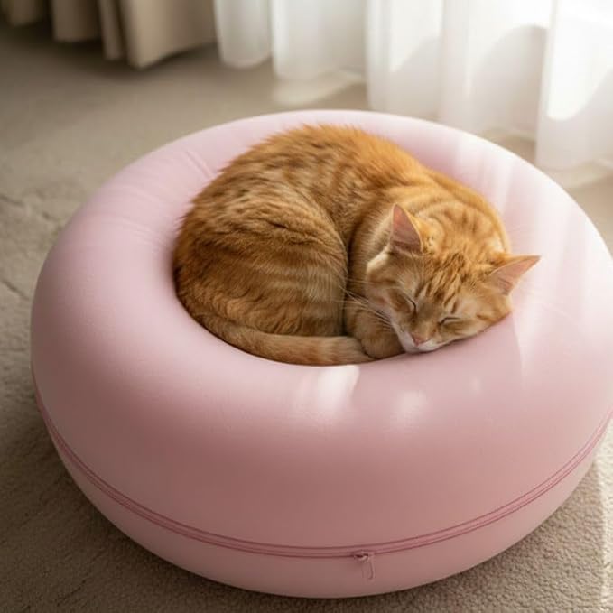 Cat Cave, Cat Tunnel Bed, Premium Cave Donut Tunnel Bed Set with Interactive Soft Cat Toys, Donut Design - Ideal Houses for Indoor by Luniko Shop (Pink) - Image 6