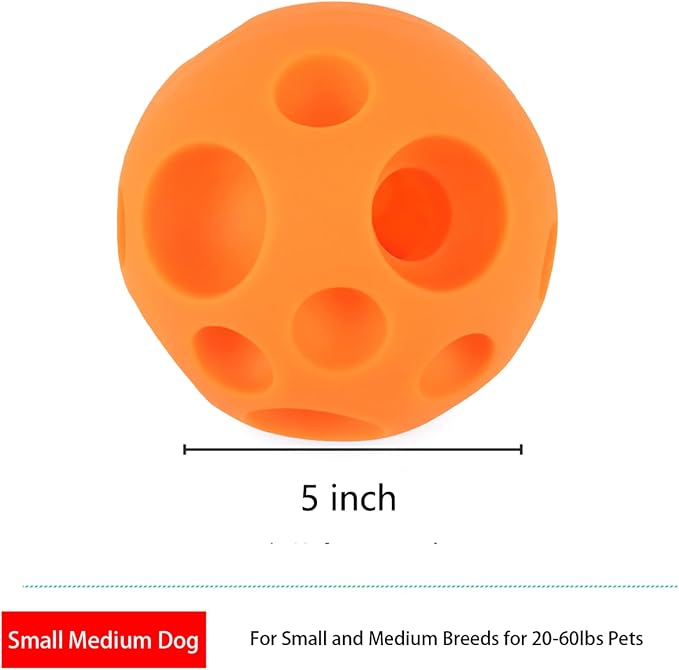Evan Dog Toy Balls, 5 Inch Treat Tricky Ball Food Dispensing Toys Tricky Fun Interactive Dog Toy Food Dispenser Toy Puzzle Toy Ball Dog Chew Toys Ball for Large Medium Slow Feeder Dog Bowls（Orange） - Image 2