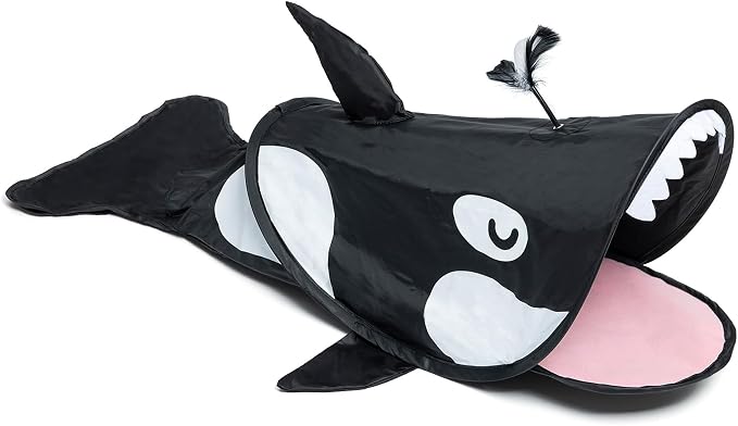 SENCONE Killer Whale Cat Tunnel Toy Portable Hideout Nap Tube for Kittens | Play, exploration and hide-and-seek. Foldable for storage and travel. Indoor and occasional travel. by SENCONE