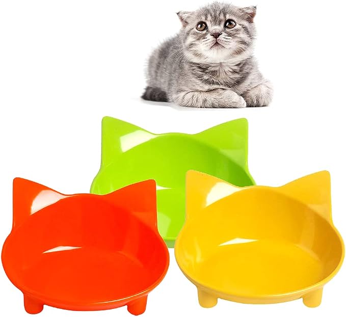Whisker Fatigue Relief Cat Food Bowls, Non-Slip Shallow Wide Cat Dishes | 3 Pack for Food & Water, Indoor Cats & Kittens, Small Dogs & Rabbits, Non-Slip Base, Easy to Clean, Dry & Wet Food Use - Image 6