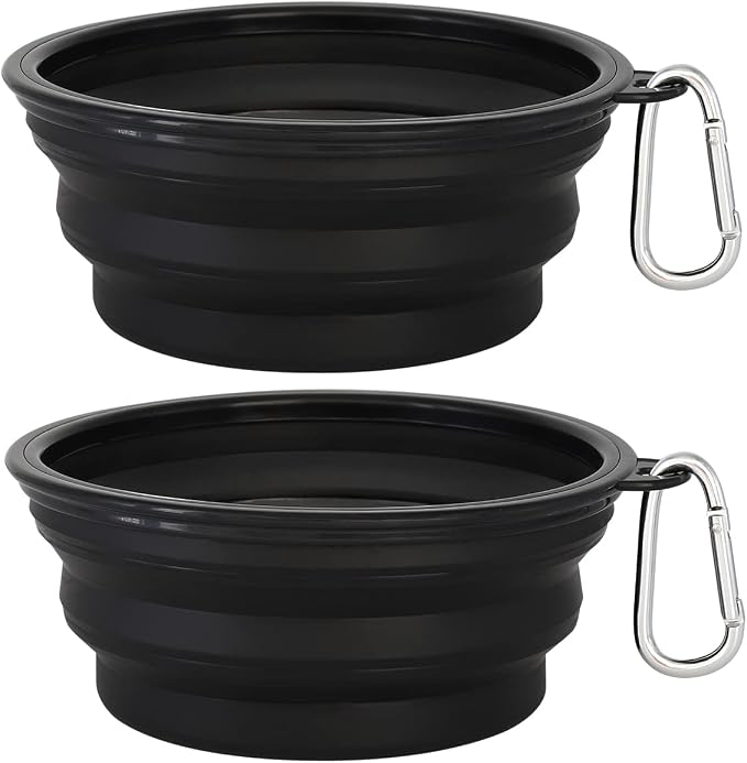 Kytely Large Collapsible Dog Bowls 2 Pack, 34oz Foldable Dog Travel Bowl | Portable Dog Water Food Bowl with Clasp, Pet Cat Feeding Cup Dish for Traveling, Walking, Parking by Kytely