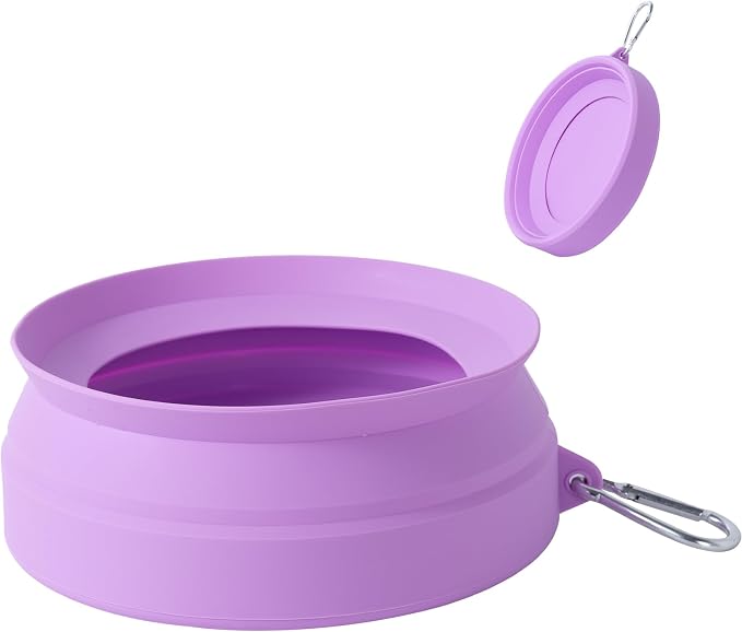 SLSON Spill Proof Dog Water Bowl for Cars,Collapsible No Splash Dog Travel Bowls Integrated Molding Portable Pet Bowl for Road Trip Truck,RV,SUV,Boat Accessories (Purple) by SLSON