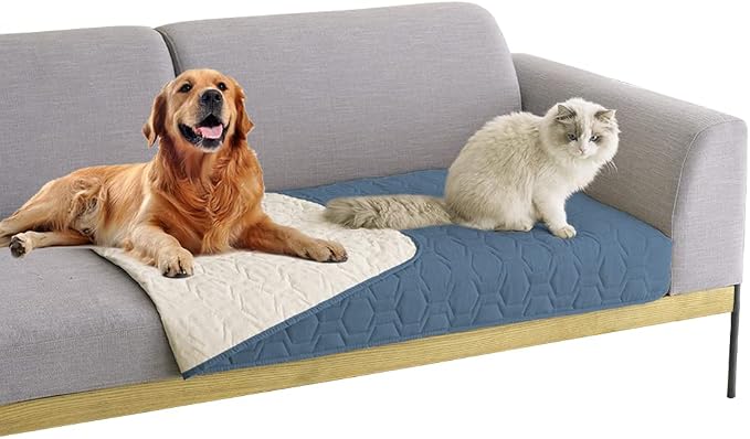 Tcksstex Waterproof and Non-Slip Dog Bed Cover and Pet Blanket Sofa Pet Bed Mat ，car Incontinence Mattress Protectors Furniture Couch Cover for Most Cats Dogs, Pets（30x70- Navy Blue） by TcksstexFauxFurDogBedCover