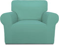PureFit Super Stretch Chair Covers Fleece Couch Covers for Sofa Cyan | 1-Piece Spandex Couch Cover Soft Couch Protector, Sofa Cover Washable with Non Skid Foam and Elastic Bottom for Kids, Dogs by PureFit