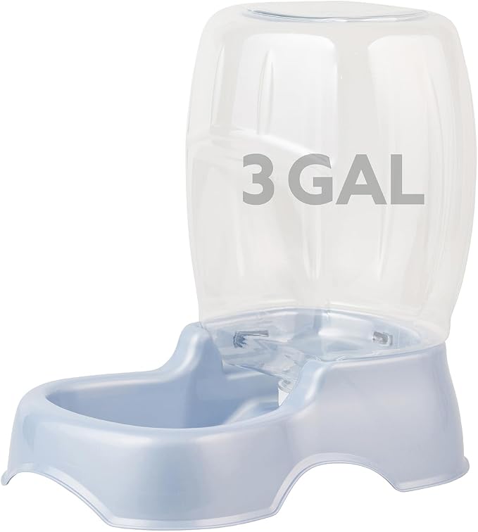 Petmate Pet Cafe Cat and Dog Water Dispenser, 3 Gallon | Automatic Gravity Waterer in Pearl Ash Blue with Easy Grab Base, Wide Mouth Bottle for Hand Washing, Made in USA by Petmate