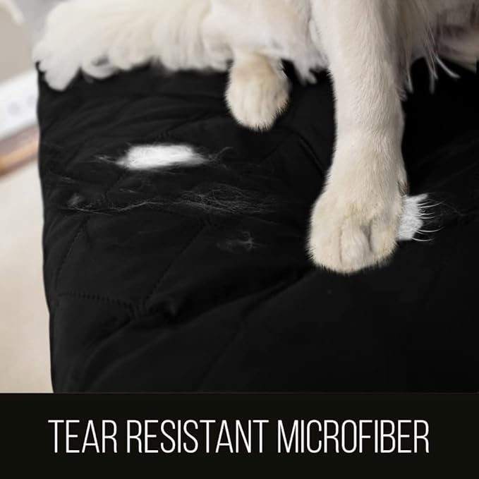 Sofa Shield® Couch Chair Slip Cover for Dogs with Strap, Black Gray | Reversible Furniture Protector, Stain and Tear Resistant Cushion Cover, Machine Washable Slipcover for Pets, Cats 70 inch - Image 3