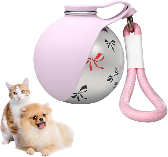Portable Pet Water Bottle, 285ml/10 Oz Stainless Steel Compact Dog Drinking Bottles Leak Proof Cat Travel Water Bottles with Foldable Silicone Bowl for Outdoor Walking Hiking by Mioyoow