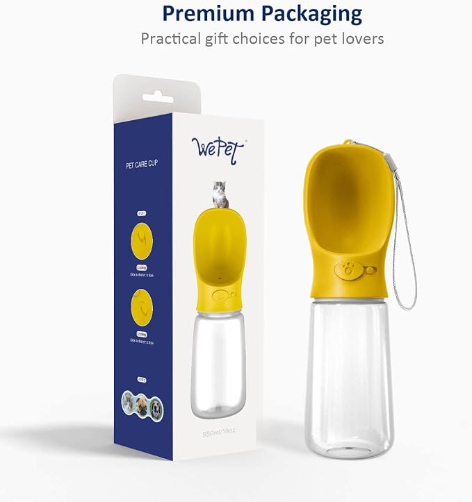 WePet Portable Dog Water Bottle, 19 OZ, Leak Proof Puppy Water Dispenser with Drinking Feeder for Pets Outdoor Walking, Hiking, Travel, Food Grade Plastic - Image 6