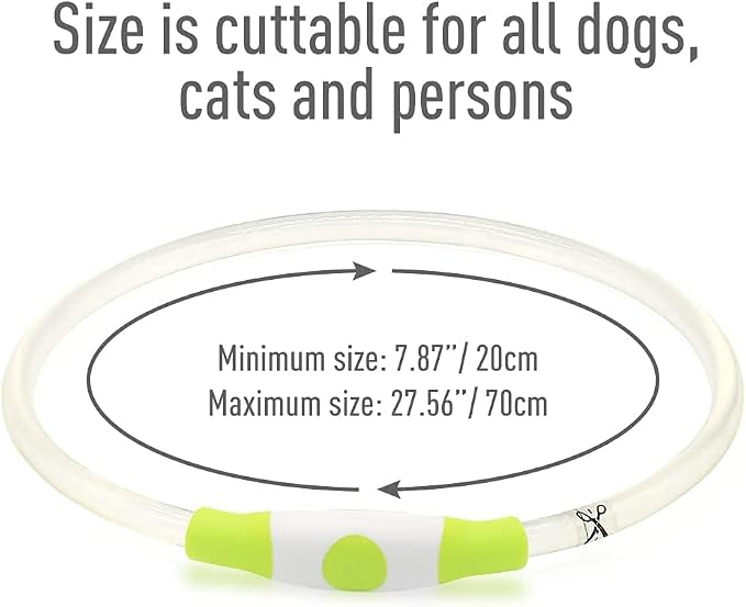 Colaseeme Light Up Dog Collar, USB Rechargeable Glow Necklace, Green+Blue | Waterproof IP67, Cut-to-Fit TPU, 360° Night Safety, Pet Visibility Light, Camping & Walking, Fits Small-Large Dogs - Image 5