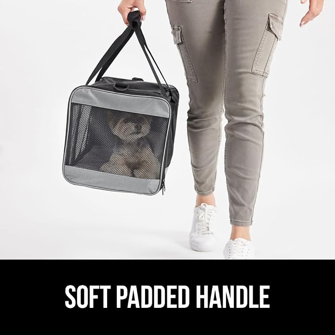 GORILLA GRIP Cat Carrier Travel Bag Up to 15 Lbs, Soft Collapsible Small Dog Carriers, Top and Side Entry Breathable Mesh, Grip Feet on Underside, Cozy Washable Waterproof Pad, Portable Kennel, Gray - Image 8