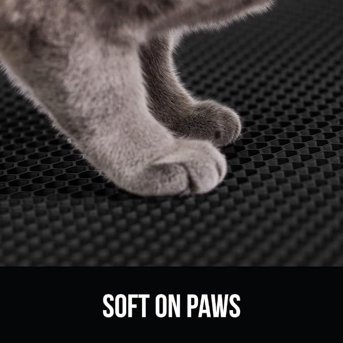 GORILLA GRIP Honeycomb Cat Litter Box Mat, Two Layer Trapping Waste Mats, Soft On Paws, Litter Box Supplies and Essentials for Indoor Cats, Traps Excess, Water Resistant for Floors, 24x15 Black - Image 4