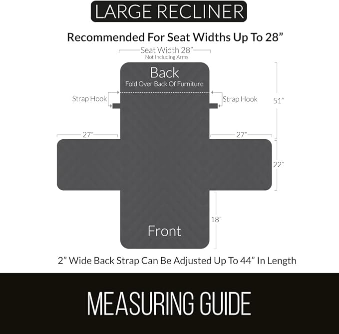 Sofa Shield® Couch Large Recliner Slip Cover for Dogs with Strap, Gray | Reversible Furniture Protector, Stain and Tear Resistant Cushion Cover, Machine Washable Slipcover for Pets, Cats 70 inch - Image 6