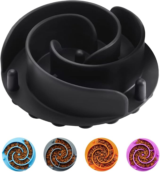Slow Feeder Dog Bowls Insert, Animire Soft Silicone Slow Eating Dog Food Bowl for Small, Medium and Large Dogs, Compatible with Regular and Elevated Bowls by Animire