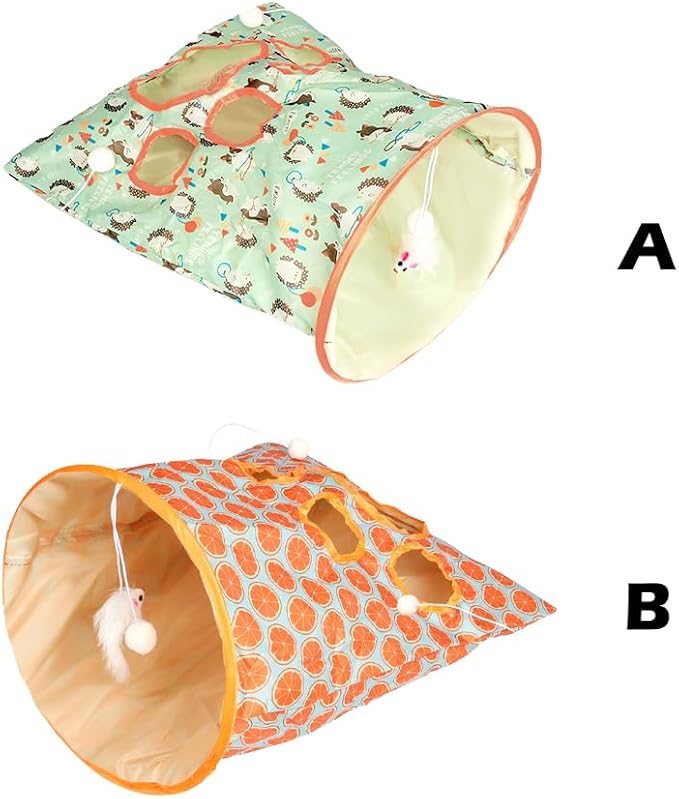 Cat Tunnel Toy, Cat Tunnel Bags with 1 Little Mouse & 3 Ball Crinkle Sack Bag for Cats, Portable Training Cave Collapsible Interactive Drill Bag Toy, Pet Self Interactive Toys - Image 9