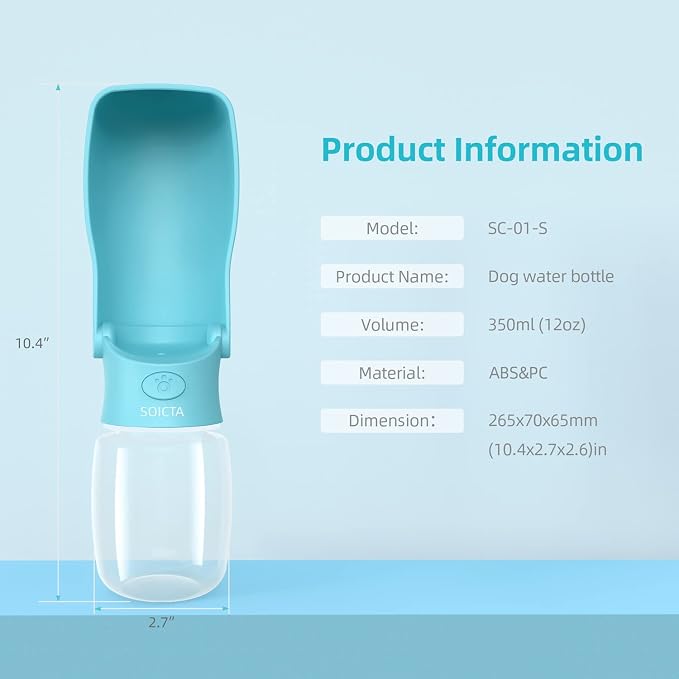 Portable Dog Small Animals Water Bottle for Walking 19 OZ or 12 OZ Pet Water Bottles for Puppy Medium Large Dogs Little Animals Water Dispenser Dog Small Animals Water Bowl - Image 5