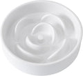 6'' Ceramic Slow Feeder Dog Bowls - Petal Shape Modern Dog Food Dish for Cats and Small Breed Dogs, Puzzle Maze Bowl to Slow Down Eating, Anti-Gulping, Dishwasher & Microwave Safe, White by Welloyed