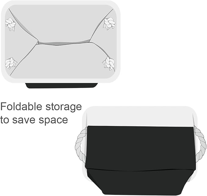 TheWarmHome Storage Bins for Shelves - 1 Pack 15.7x11.8x8.3 inch Canvas Storage Basket for Organizing Cubes Gift Dog Cloth Toy (White & Black) - Image 7
