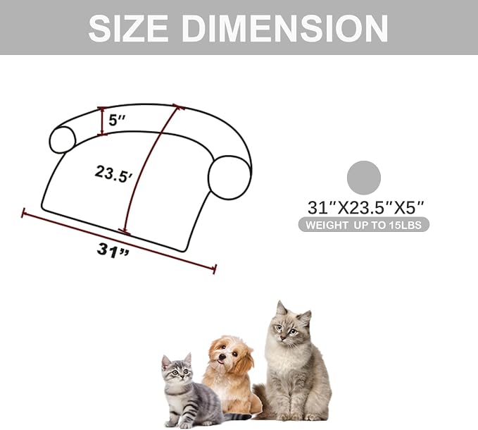Calming Dogs/Cats Bed Mats, Dog Pad Washable Removable Couch Cover, Plush Long Fur Mat for Pets, Waterproof Lining, Perfect for Small, Medium and Large Dogs and Cats (Light Gray, 31"x23") - Image 2