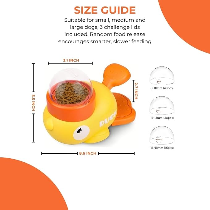 Duck Dog Treat Dispenser, Interactive Puzzle Toy, Slow Feeder Dog Bowls - Image 6