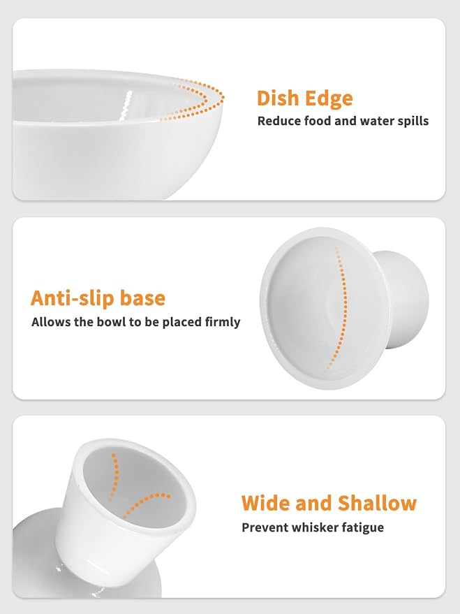 LoeJan Elevated Cat Food and Water Bowls Set, Extra Wide and Raised Ceramic Feeder, Anti-Vomit Whisker-Free Pressure Feeding Bowl for Kittens Adult Small Dogs - Image 4