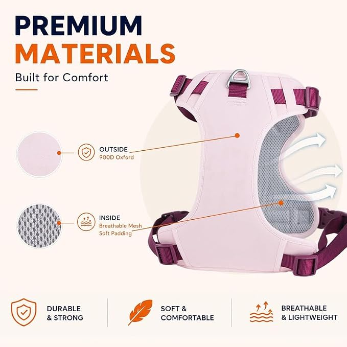 Dog Harness and Leash Set with Collar, No Pull Reflective Pet Vest Harness with Control Handle for Medium Large Dogs Walking and Training - Image 3
