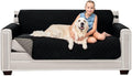 Sofa Shield® Couch Small Sofa Slip Cover for Dogs with Strap, Black Gray | Reversible Furniture Protector, Stain and Tear Resistant Cushion Cover, Machine Washable Slipcover for Pets, Cats 70 inch by SofaShield