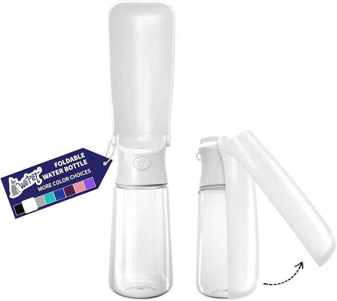 WePet Foldable Portable Dog Water Bottle Puppy Water Dispenser with Drinking Feeder, 19 OZ, High-Temperature Resistant Leak Proof for Pets Outdoor Walking, Hiking, Travel, Food Grade Plastic BPA Free by WePet