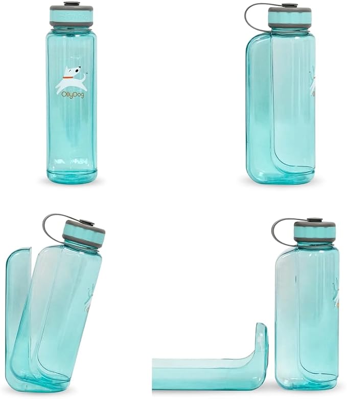 OllyDog OllyBottle Tritan Water Bottle with Detachable Dog Bowl | BPA Free Leakproof | 34oz | Share Water with Your Dog | Hiking Travel Camping (1L, Aqua Blue) - Image 6