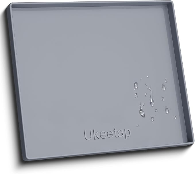 19" x 19" Extra Thick Silicone Mat Waterproof with Raised Edge, Gray | Under Sink Mat for Kitchen & Bathroom, Kitchen Cabinet Liner, Multi-Purpose for Storage & Protection by ukeetap