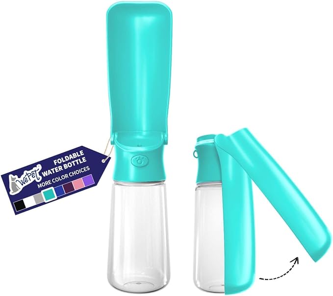WePet Foldable Portable Dog Water Bottle Puppy Water Dispenser with Drinking Feeder, 19 OZ, High-Temperature Resistant Leak Proof for Pets Outdoor Walking, Hiking, Travel, Food Grade Plastic BPA Free by WePet