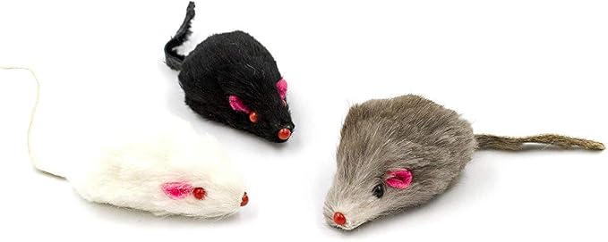 20 Furry Mice with Catnip and Rattle Sound Made of Real Rabbit Fur Interactive Catch Play Mouse Toy for Cat, Pack of 20 Mice - Image 2