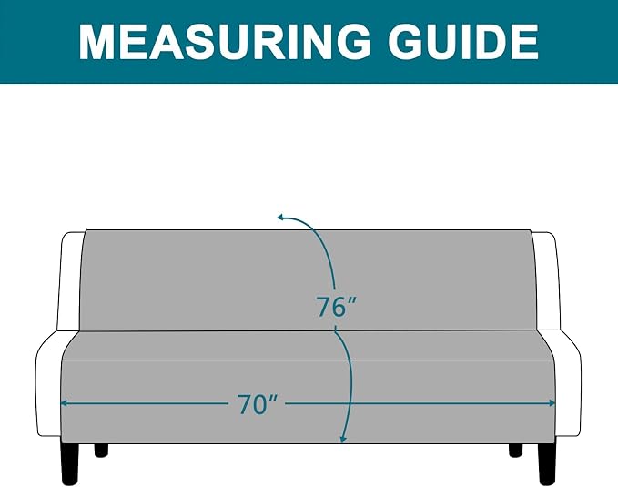 Turquoize 100% Waterproof Futon Cover Futon Slipcover Washable Armless Sofa Bed Slipcover Protector Seat Width Up to 70" with Adjustable Elastic Strap Anti-Slip for Dogs, Gray - Image 6