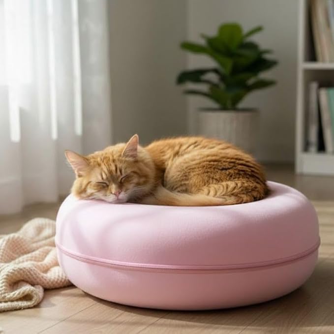 Cat Cave, Cat Tunnel Bed, Premium Cave Donut Tunnel Bed Set with Interactive Soft Cat Toys, Donut Design - Ideal Houses for Indoor by Luniko Shop (Pink) - Image 5