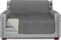 Sofa Shield® Couch Chair and Half Slip Cover with Strap, Charcoal Linen | Reversible Furniture Protector, Stain and Tear Resistant Cushion Cover, Machine Washable Slipcover for Pets, Cats 70 inch by SofaShield