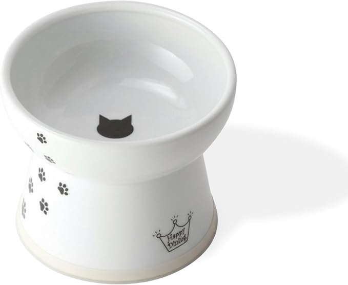 Necoichi Ceramic Raised Cat Food Bowl, Whisker-Friendly (Cats, Large Flat) by NECOICHI