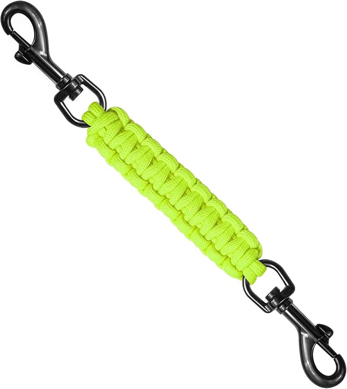 Dog Collar Safety Clip, Collar Companion, Handmade Backup Safety Strap, Double-Ended Clip Leash Connector, Suitable for Dog Harnesses, Prong, Pinch Collars (Fluoro Green, 1 Pack) by Unknown
