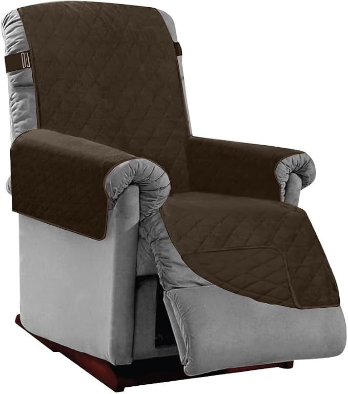 Sofa Shield® Couch Small Recliner Slip Cover for Dogs with Strap, Chocolate | Reversible Furniture Protector, Stain and Tear Resistant Cushion Cover, Machine Washable Slipcover for Pets, Cats 70 inch by SofaShield