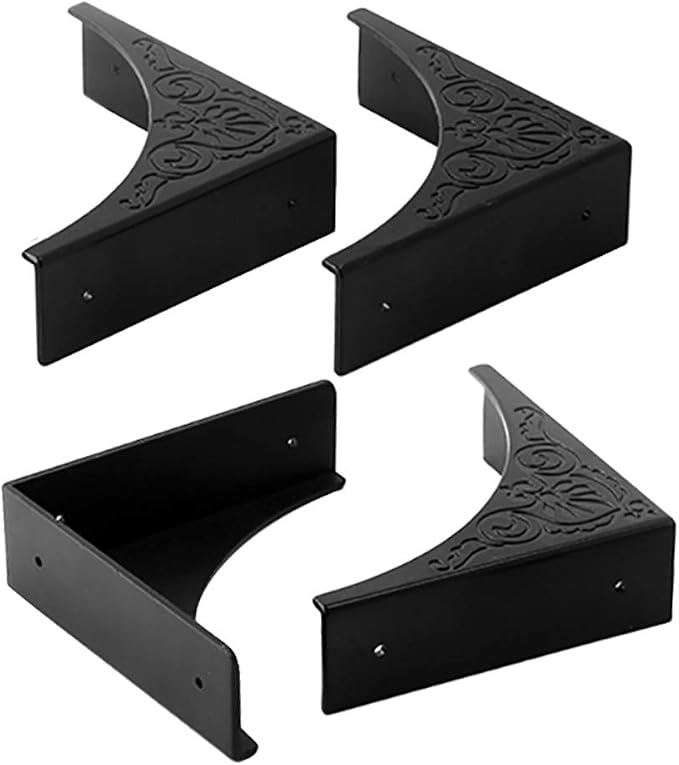 Metal Corner Protector, 4 Pcs Antique Edge Safety Guard Cabinet Furniture Corner Bumpers,Table Corner Protectors,Cover Damaged Corners on Coffee Table (Black) by RFORPLY
