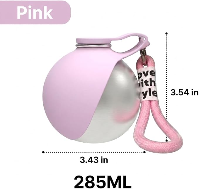 Dog Water Bottle Portable, 2 in 1 Stainless Steel 10oz Dog Water Bowl, Pink | Leak-Proof Pet Water Dispenser for Small & Medium Dogs, Pet Drinking Holder for Walking Hiking Outdoor Activities - Image 6