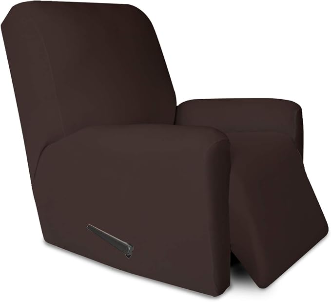 PureFit Stretc Recliner Chair Covers Fleece Soft Couch Covers for Sofa | Chocolate 4-Pieces Recliner Slipcover Pocket Couch Protector, Fleece Sofa Cover Washable with Non Slip Elastic Bottom by PureFit