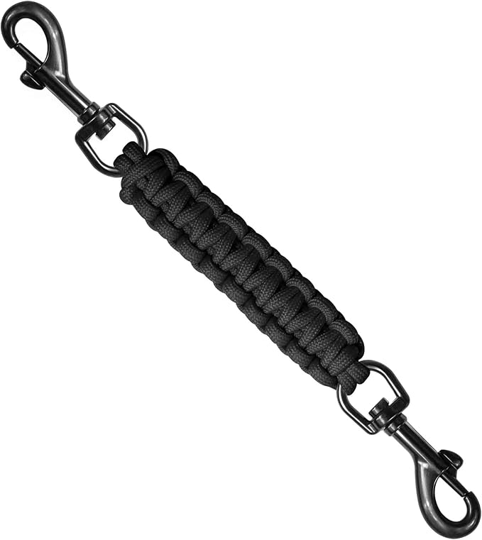 Dog Collar Safety Clip, Collar Companion, Handmade Backup Safety Strap, Double-Ended Clip Leash Connector, Suitable for Dog Harnesses, Prong, Pinch Collars (Black, 1 Pack) by Unknown