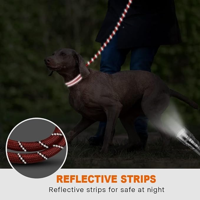 Taglory Rope Dog Leash for Medium Large Dogs, 5 FT Padded Handle, Red | Climbing Rope for Strong Pullers, Reflective for Night Walks and Training, Comfortable Grip, Anti-tangle Swivel Clip 1/2 inch - Image 5