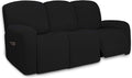 PureFit Super Stretch 3 Seats Recliner Sofa Couch Cover with Pocket | Non Slip Soft Sofa Slipcover, Washable Spandex Reclining Furniture Protector for Kids, Pets (Recliner Sofa, Black) by PureFit
