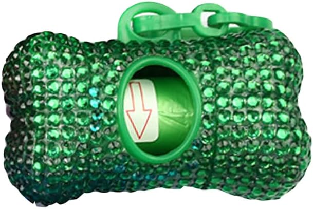 Bling Dog Poop Pickup Bag Dispenser Holder Pet Waste Disposal Bag Pet Trash Bags Holder Bone Shaped Green by TJCGCKK